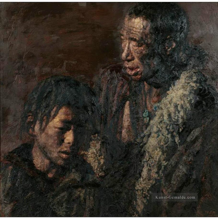 Vater und Sohn Chen Yifei Tibet Ölgemälde